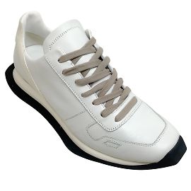 Rick Owens - Baskets à lacets blanches Chalk Runner Blanc