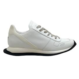 Rick Owens-Rick Owens Chalk White Runner Lace Up Sneakers-White