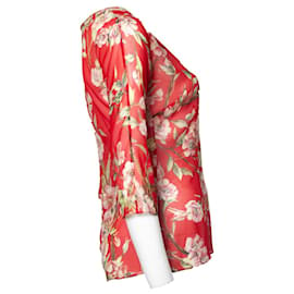 Dolce & Gabbana-DOLCE & GABBANA, top floral estampado transparente-Vermelho