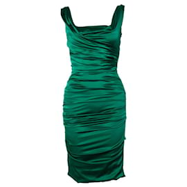 Dolce & Gabbana-DOLCE & GABBANA, Vestido drapeado en verde-Verde