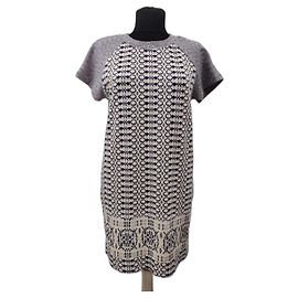 Vestido Hobbs Branco e Azul de Algodão Branco Azul