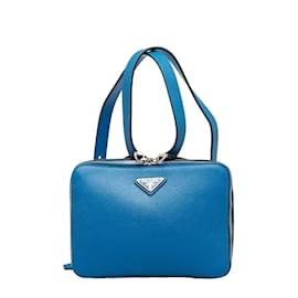 Prada-Saffiano Leather Backpack-Blue