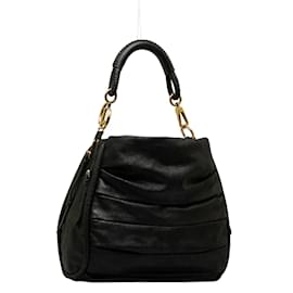 Dior-Pleated Leather Libertine Hobo Bag-Black