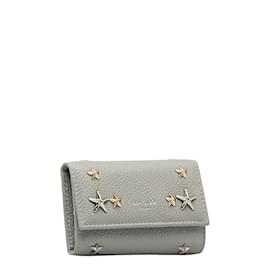 Jimmy Choo-Star Studded Leather Neptune Keyholder-Grey