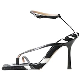 Bottega Veneta-Black and White zebra patterned stetch sandals - size EU 36-Black