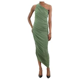 Norma Kamali-Vestido verde de un solo hombro con frunces - talla XS-Verde