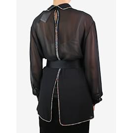 Autre Marque-Black crystal embellished sheer shirt - size UK 8-Black