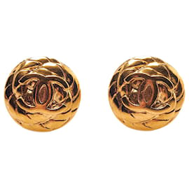 Chanel-Chanel Gold CC Camelia Clip On Earrings-Golden