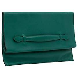Hermès-Hermes Pochette Evercolor Pliplat Verte-Vert
