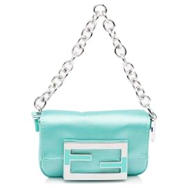 Fendi-Fendi Blue x Nano Tiffany Satin Baguette-Blue,Turquoise