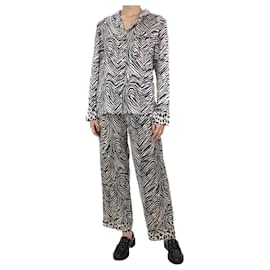 Stella Mc Cartney-Cream silk patterned shirt and trousers set - size M-Cream