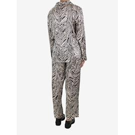 Stella Mc Cartney-Conjunto camisa e calça estampada em seda creme - tamanho M-Cru