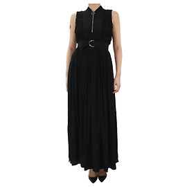 Cédric Charlier Robe midi plissée noire sans manches - taille UK 8 Noir