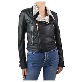 Philipp Plein Blouson en cuir noir détails perles - taille M Noir