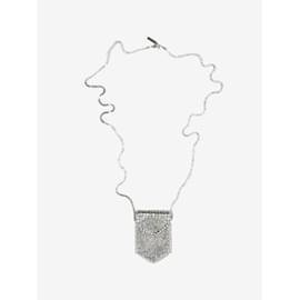 Ermanno Scervino-Collar tipo bolsa con adornos de cristal plateado-Plata