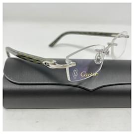 Cartier-Cartie rimless eyeglasses-Silvery,Green