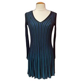 Robe Kenzo à rayures en maille noir vert bleu Noir Vert foncé Bleu foncé