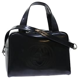 Gucci-GUCCI Hand Bag Patent leather 2way Black 000.1274.0505 auth 50588-Black