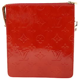 Louis Vuitton-LOUIS VUITTON Monogram Vernis Motto Accessory Pouch Red M91137 LV Auth 50904-Red