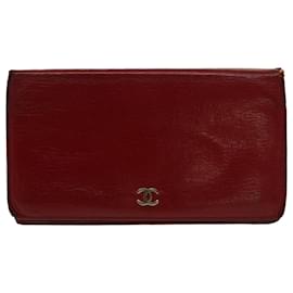 Chanel-CHANEL Geldbörse Leder 2Setze Rot Grün CC Auth bs7305-Rot,Grün
