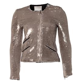 IRO, veste motard à sequins dorée Doré