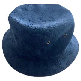 Cappello Louis Vuitton Monogram Jacquard in cotone blu Blu