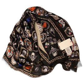 Bufanda de seda Alexander McQueen Negro