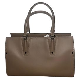 Bolsa de mão Longchamp Paris Premier em couro taupe Taupe