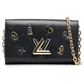 Louis Vuitton-Louis Vuitton Black Epi Twist Love Lock Chain Wallet-Black