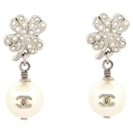 Chanel-NEW CHANEL EARRINGS CC LOGO AND CLOVERS WITH STRASS METAL EARRINGS-Golden