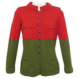 Chanel-NEW CHANEL CARDIGAN VEST L 42 P38934 RED CASHMERE JACKET JACKET-Red