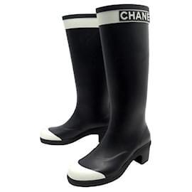 Chanel-CHANEL SHOES RAIN BOOTS G34076 38 RUBBER BOX RAIN BOOTS-Other