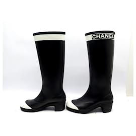 Chanel-CHAUSSURES CHANEL BOTTES DE PLUIE G34076 38 EN CAOUTCHOUC BOITE RAIN BOOTS-Autre