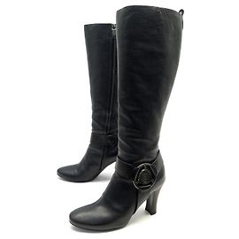 Céline CHAUSSURES CELINE LOGO TRIOMPHE 310043  BOTTES 38 CUIR NOIR + BOITE BOOTS Noir