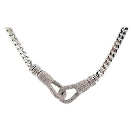 Dior-NEUF COLLIER DIOR HARDCORE MOUSQUETON ARGENTE CRISTAUX SWAROVSKI NECKLACE-Argenté