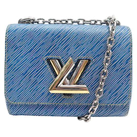Louis Vuitton-LOUIS VUITTON TWIST PM BANDOULIERE EPI LEATHER BLUE PURSE HAND BAG-Blue