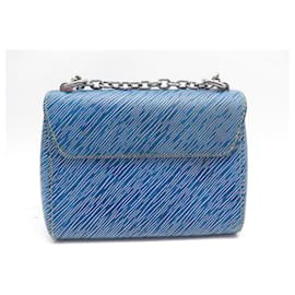 Louis Vuitton-LOUIS VUITTON TWIST PM BANDOULIERE EPI LEATHER BLUE PURSE HAND BAG-Blue