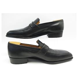 JM Weston-JM WESTON LOAFERS 414 CONTI 9.5C 43.5 BLACK LEATHER + SLEEVES-Black