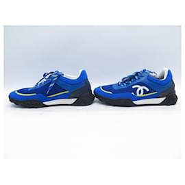 Chanel-NEW CHANEL TENNIS G SHOES34086 CC logo 38 CANVAS SNEAKERS SNEAKERS-Blue