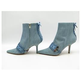 Christian Dior-NEW CHRISTIAN DIOR SHOES ADMIT IT ANKLE BOOTS 38 DENIM ANKLE BOOTS-Blue