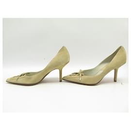 Dior-NEW DIOR SHOES LACE-UP PUMPS 38.5 BEIGE SUEDE SUEDE PUMP SHOES-Beige