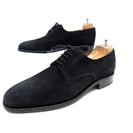 JM Weston-JM WESTON SHOES 556 Derby 7.5D 41.5 BLACK SUEDE BLACK SUEDE SHOES-Black