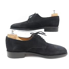 JM Weston-JM WESTON SHOES 556 Derby 7.5D 41.5 BLACK SUEDE BLACK SUEDE SHOES-Black