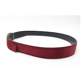 JM Weston-JM WESTON VICE-VERSA T BELT 100 REVERSIBLE RED SUEDE AND LEATHER BOX BELT-Other