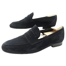 JM Weston-JM WESTON LOAFERS 9 43 BLUE SUEDE + SHOES SHAPES LOAFERS SHOES-Blue