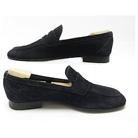 JM Weston-JM WESTON LOAFERS 9 43 BLUE SUEDE + SHOES SHAPES LOAFERS SHOES-Blue