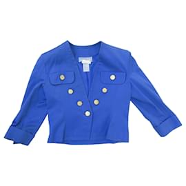 Yves Saint Laurent-GIACCA PETTO foderata VINTAGE YVES SAINT LAURENT 46 GIACCA IN COTONE XL-Blu