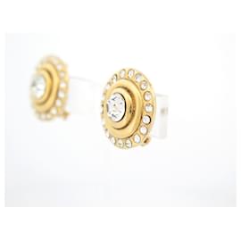Chanel-VINTAGE CHANEL ROUND EARRINGS FROM CASTELLANE 1984 GOLD STRASS EARRINGS-Golden