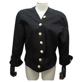 VINTAGE YVES SAINT LAURENT lined BREASTED JACKET 46 XL BUTTON YSL JACKET Black