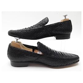 Yves Saint Laurent-YVES SAINT LAURENT SHOES LOAFERS 4006 42 PYTHON LEATHER LOAFERS-Black